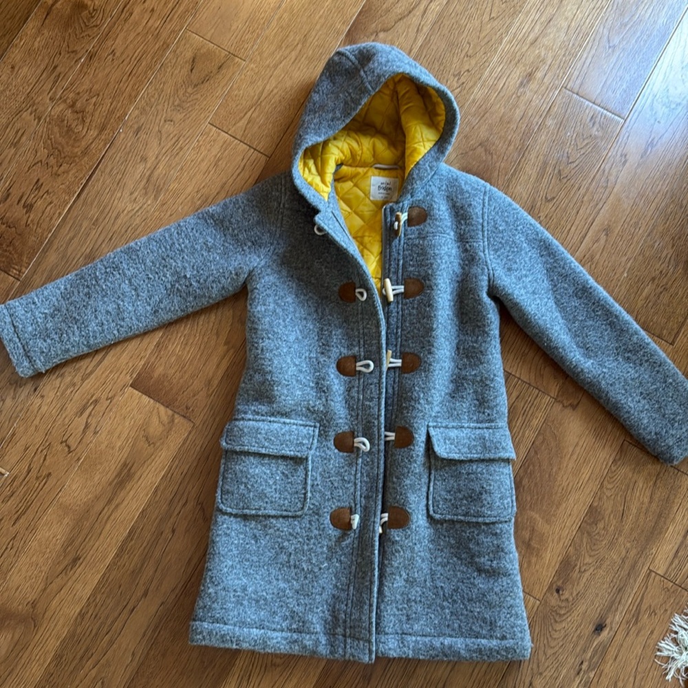 Mini Boden wool coat grey and yellow size 11-12 Y